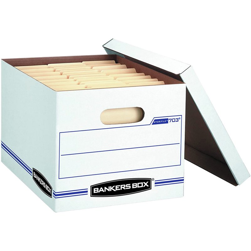 Stackable File Storage Boxes with Lift-Off Lid - White 6 Pack