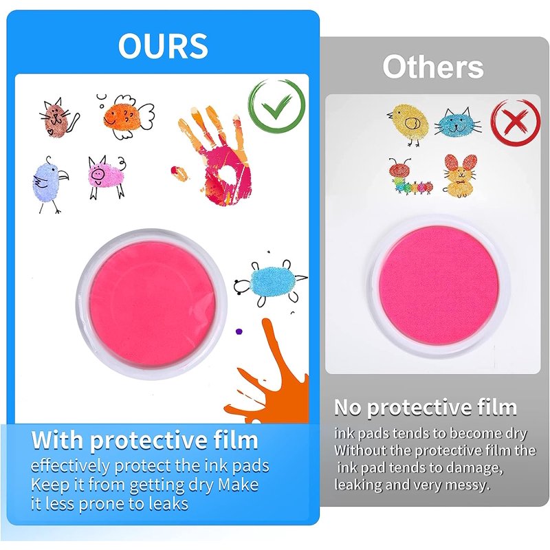 Rainbow Ink Pad Set for Kids - Washable & Waterproof Craft Supplies, Pack of 8