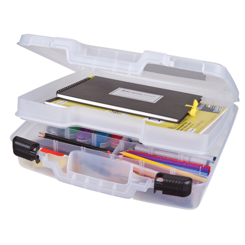 15-Inch Craft Storage Case with Dividers & Lift-Out Tray - Durable Plastic Organizer
