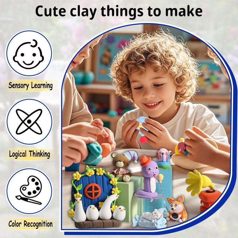 Kids Air Dry Clay Kit with 24 Colors, Tools & Tutorial - Safe & Non-Toxic