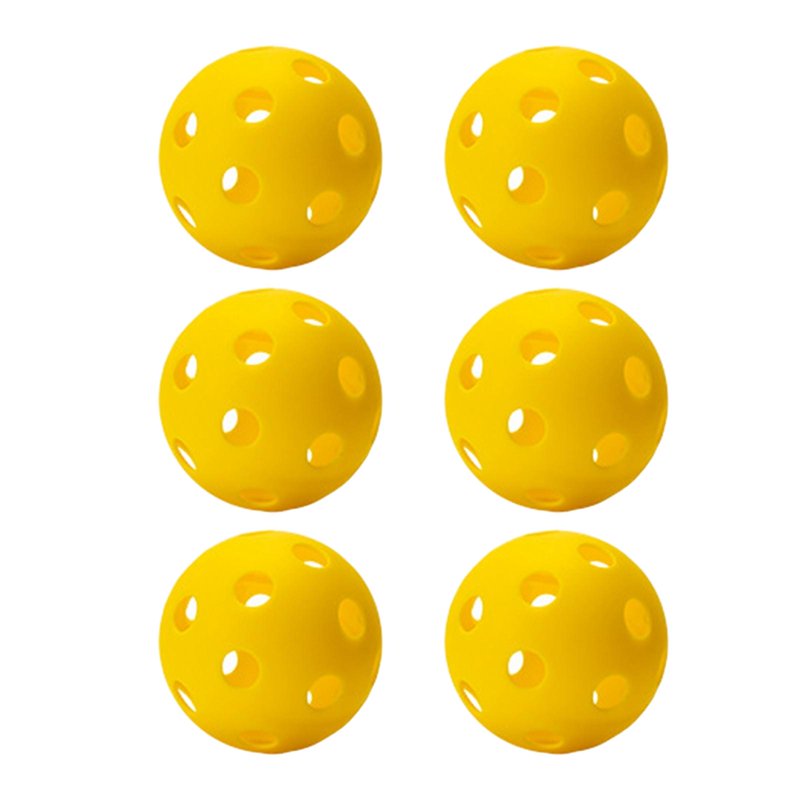 Yellow 6pcs Indoor Pickleball Balls - 26-Hole Hollow Sanctioned Tournament Balls
