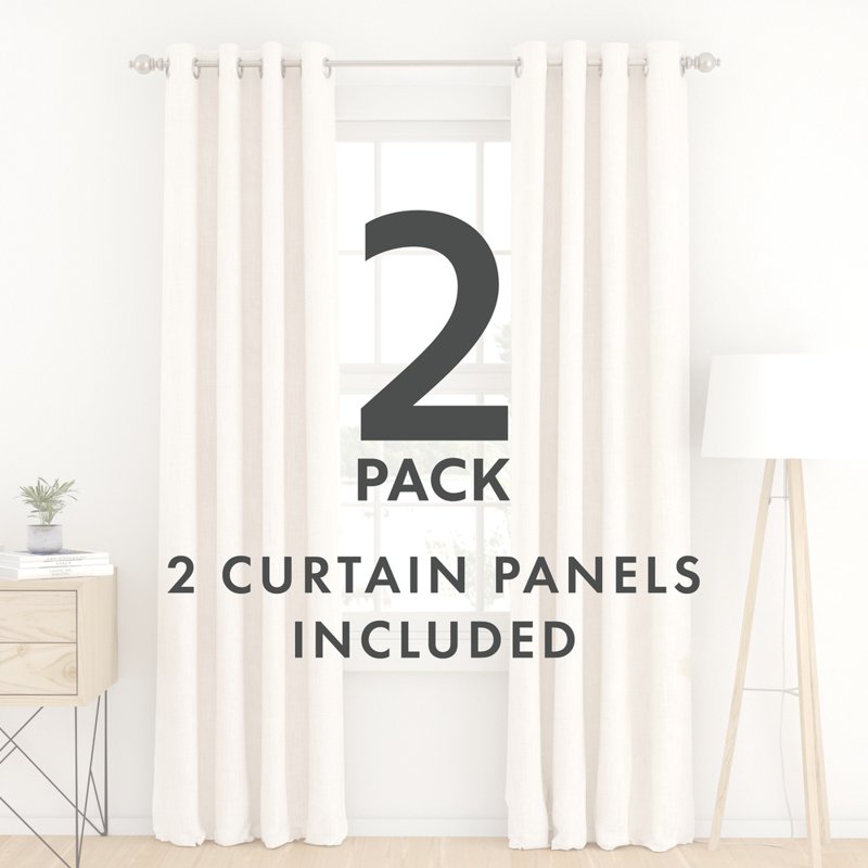Energy Saving Linen Blend Grommet Curtain Panel - 50x84 Inches, Set of 2