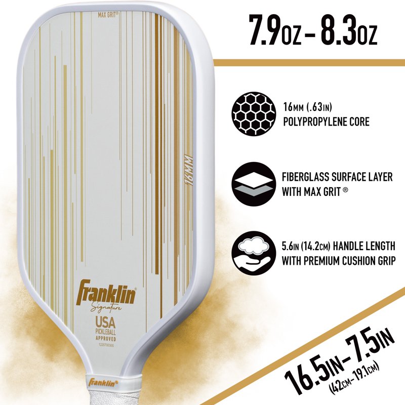Pro Signature Pickleball Paddle 16mm Poly Core, MaxGrit Grip