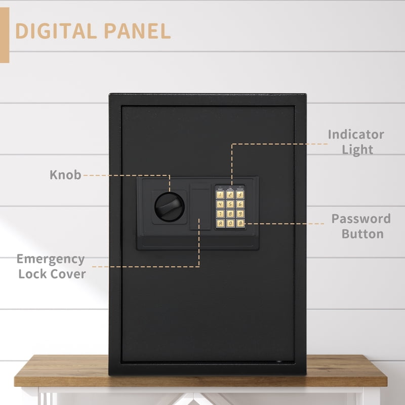 Digital Security Safe with Electronic Lock, Solid Alloy Steel, 1.45-1.46 Cu Ft