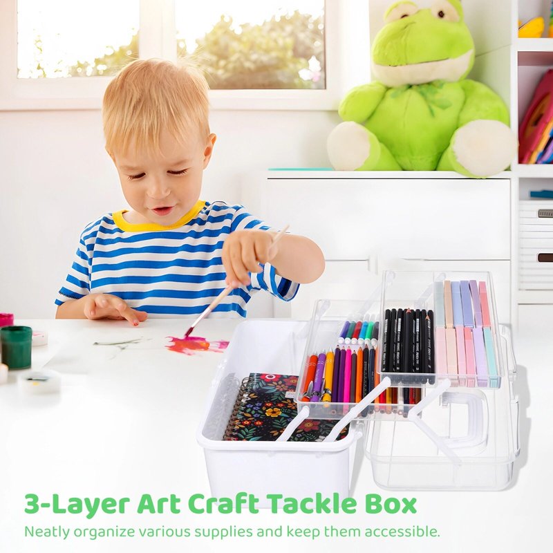 3-Layer Art & Craft Tackle Box with Mini Storage Containers - Portable Organizer