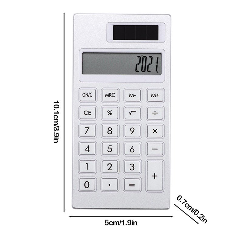 12-Digit Solar Calculator Portable Mini with Aluminum Alloy Body for Students & Professionals