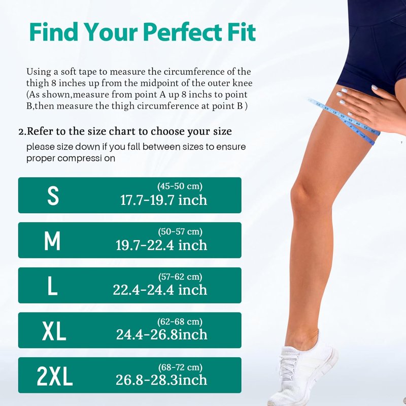 Copper Thigh Compression Sleeves Support for Running Workout Recovery - All Sizes