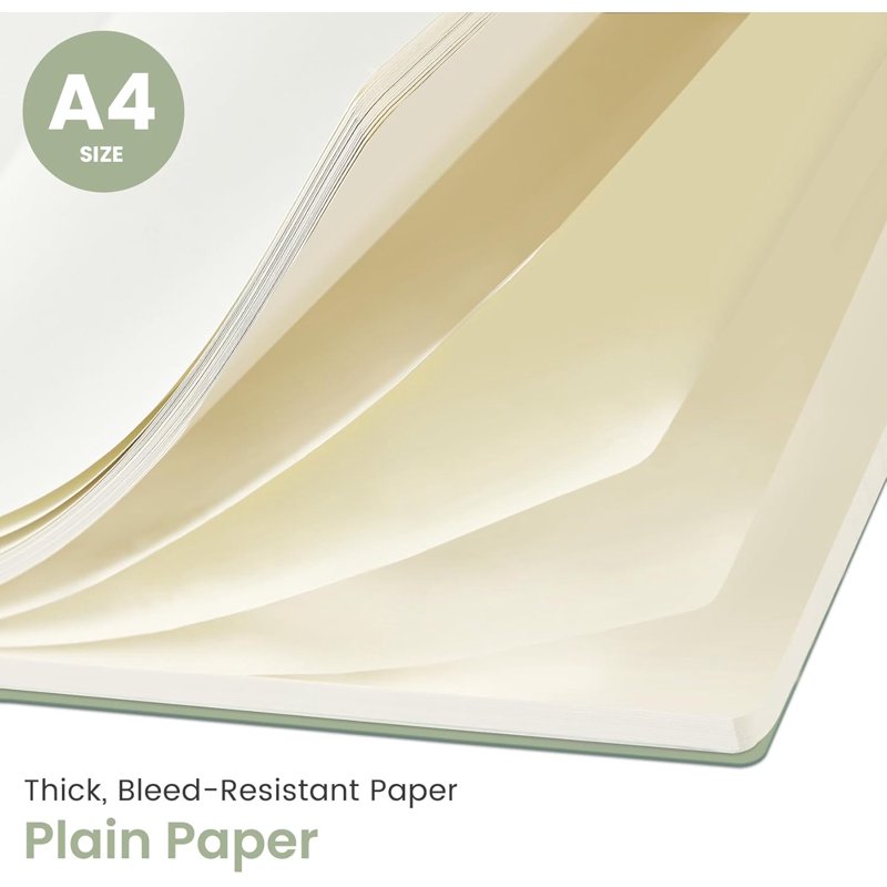 Large A4 Spiral Blank Notebook for Sketching & Journaling - 8.5x11 Inches, Green