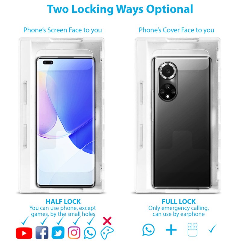 Portable Cell Phone Lock Box for Screen Time Control - Key Locking Container for iPhone & Samsung