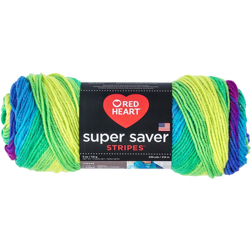 Red Heart Super Saver Yarn Parrot Stripe Multipack of 6 - Acrylic Knitting & Crochet