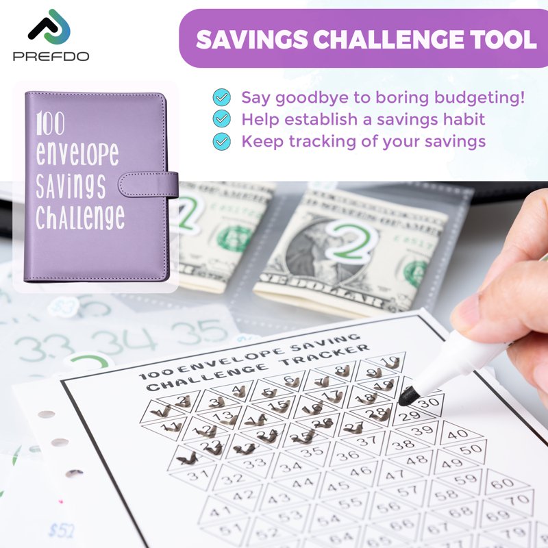 Money Saving Challenge Binder Kit with Envelopes - A5 Size, Multi-Color