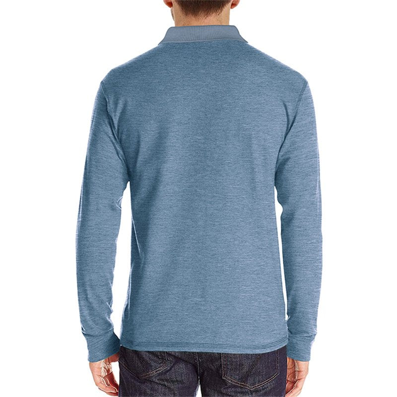 Men's Long Sleeve Cotton Henley Shirt with 3 Buttons - Casual Collared Golf Tee