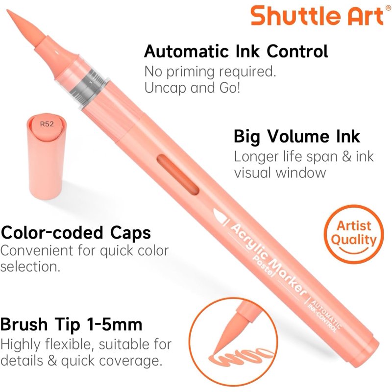 Acrylic Paint Markers Set - 24 Pastel Colors, Waterproof & Fade-Resistant