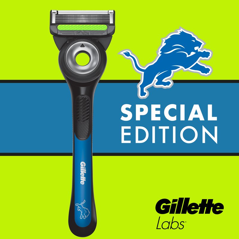 Gillette Labs Detroit Lions Razor – Exfoliating Bar & 5-Blade Refills, Special Edition