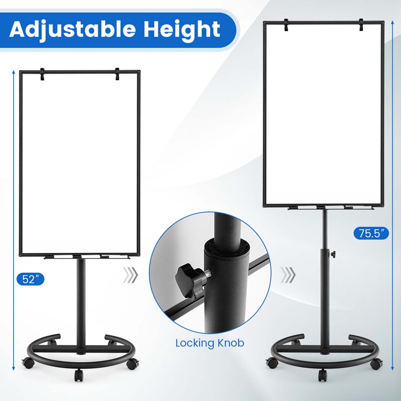 Adjustable Mobile Whiteboard with Stand - Magnetic Dry Erase Board 40'' x 26''