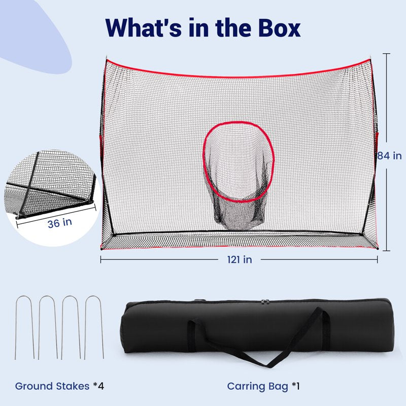EDX 7x7 ft Golf Practice Net with Target Holes - Indoor Outdoor Training