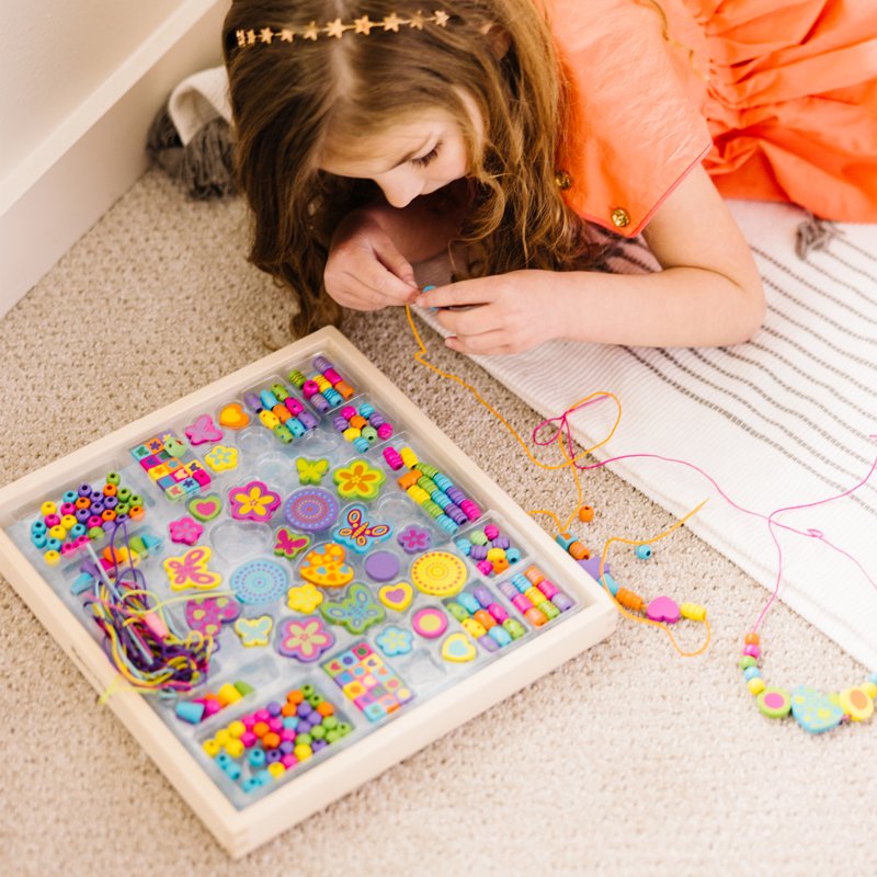 Deluxe Wooden Bead Set for Jewelry Making - 220+ Beads & 8 Cords for Kids