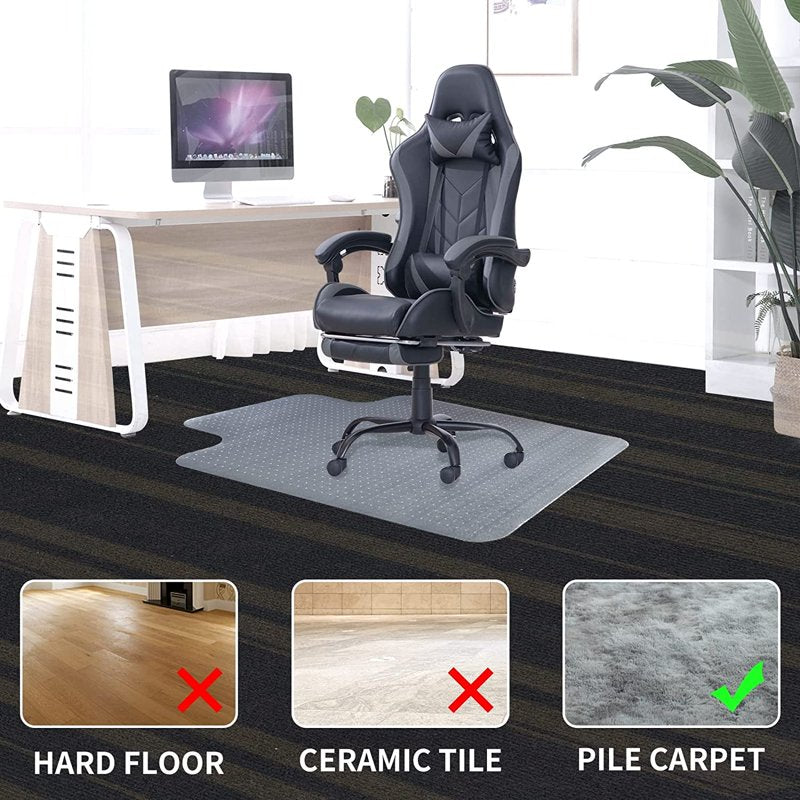 Office Chair Mat for Low-Pile Carpet 48x36 Inches Clear PVC Floor Protector with Lip
