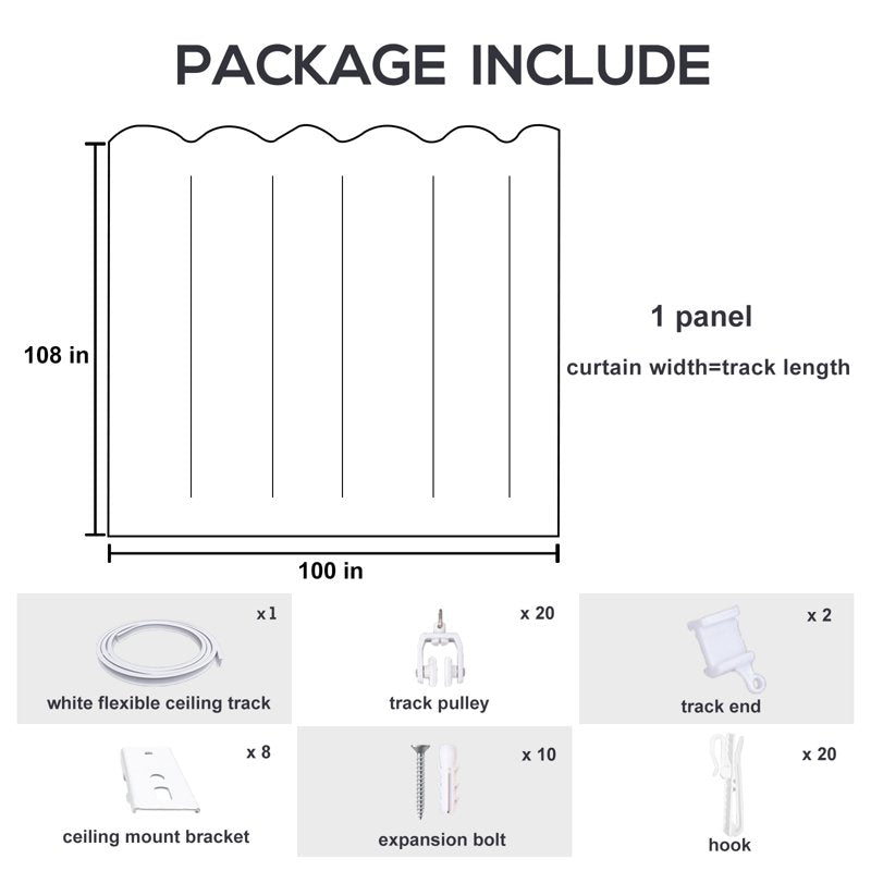 Room Divider Curtains with Ceiling Track Set - Blackout Privacy Divider