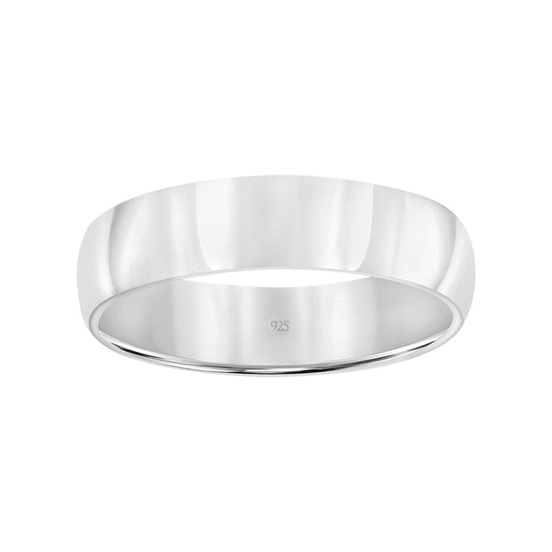 Sterling Silver 5mm Men's Wedding Band Comfort Fit Polished Ring