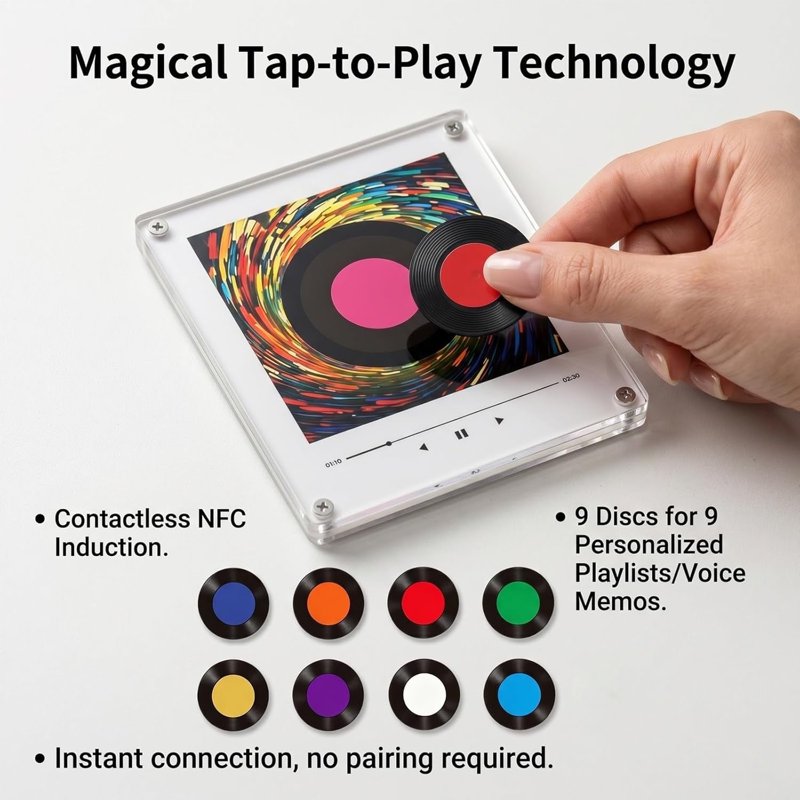 Mini Vinyl Record Fridge Magnet with LED Light - Portable Music Player & Decor