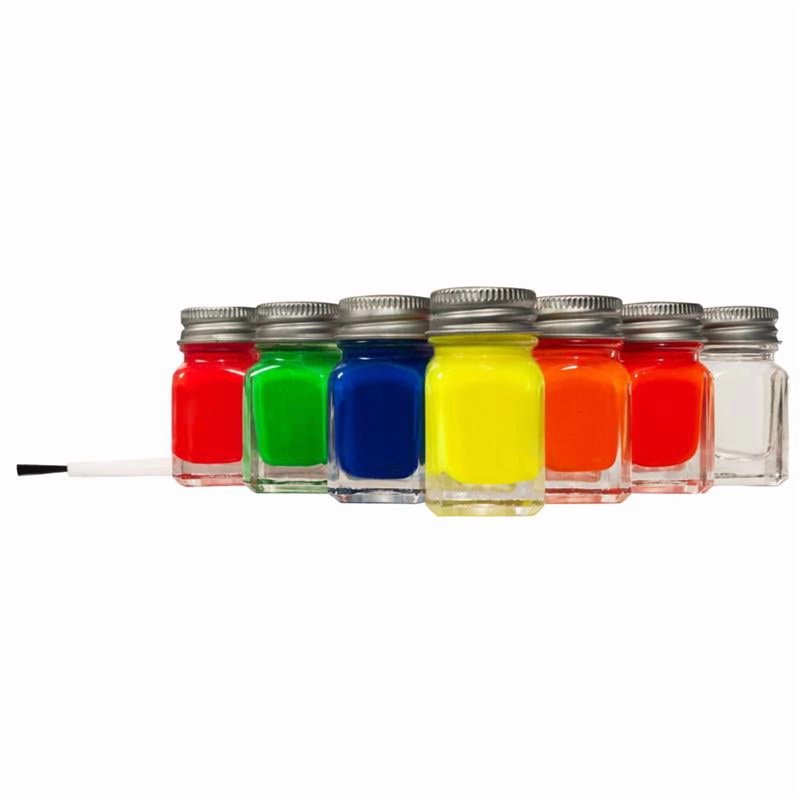 Fluorescent Enamel Paint Set for Crafts & DIY Projects - 6 Colors, 1 Thinner