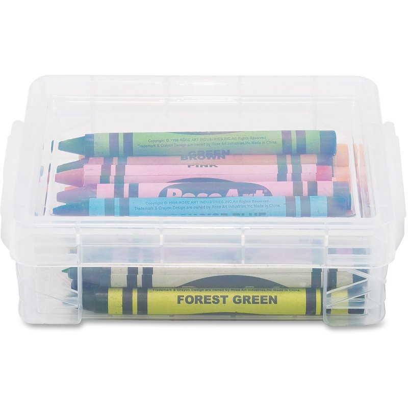 Stackable Crayon Box with Secure Lid - Clear Plastic Storage Organizer