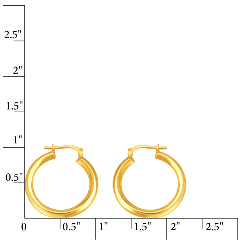 14K Gold Plated Sterling Silver Hoop Earrings Set - Yellow & Tri Color, 2 Pairs