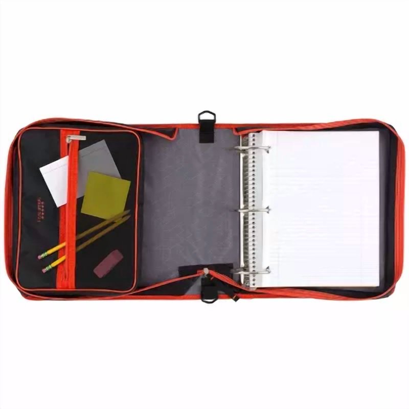 3-Inch Zipper Binder with Removable Padded Tech Case Black and Red