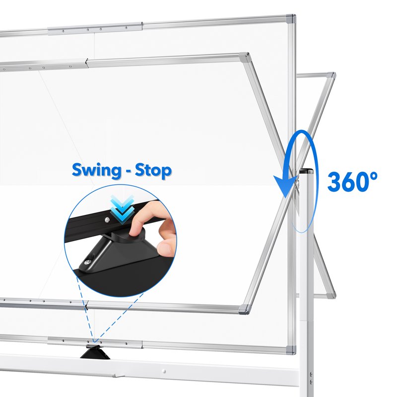 48x36 Inch Mobile Magnetic Whiteboard on Wheels - Double-Sided Dry Erase Board