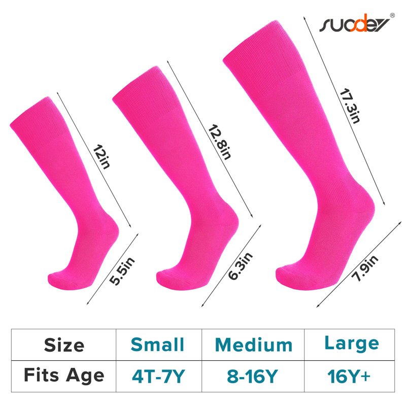 Kids Baseball Softball Socks 3 Pack Knee-High Compression Socks for Boys Girls