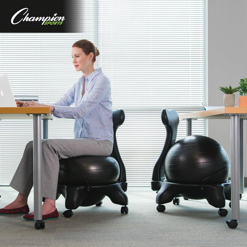 Balance Ball Chair with Wheels & Back Support for Home or Office - Includes Pump