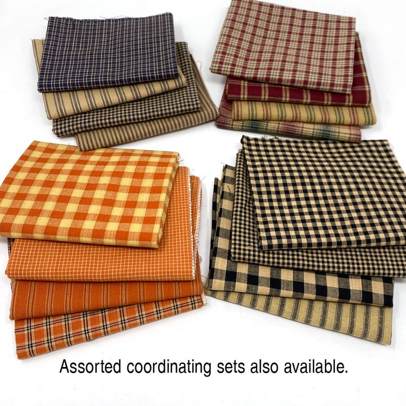 Assorted Homespun Cotton Fabric Bundle - 4 Fat Quarters for Quilting & Crafts