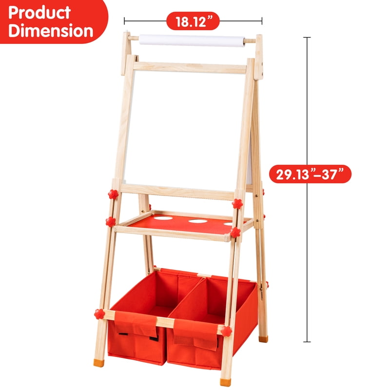 Kids Art Easel with Magnetic Double-Sided Board & Adjustable Height