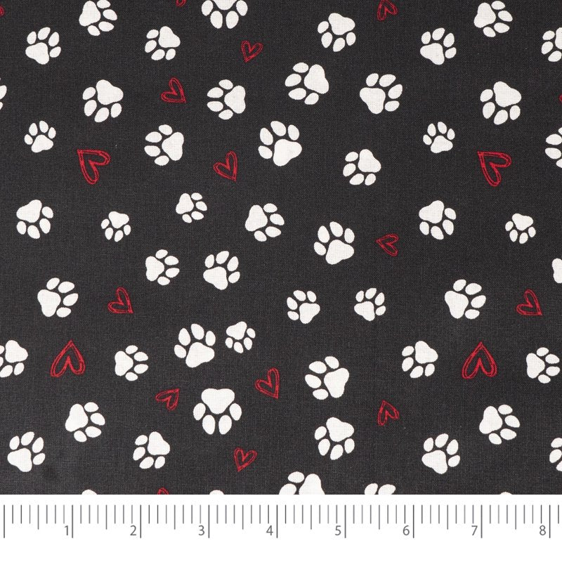Cotton Fabric for Quilting & Sewing - Paw Love Onyx 1 Yard