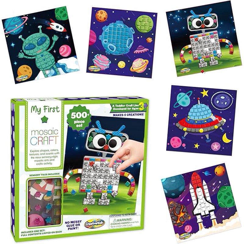 Kids Sensory Sticker Mosaic Craft Kit for Ages 3+ - Over 50 Pieces