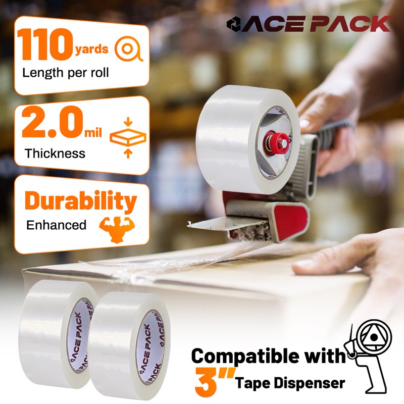 Heavy Duty Clear Packing Tape 2" x 110 Yards, 2 Mil Thick, 36 Rolls