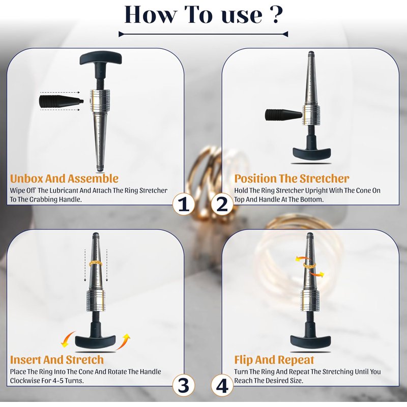 Manual Ring Stretcher and Adjuster for Gold Silver Platinum Jewelry - Sizes 2-14