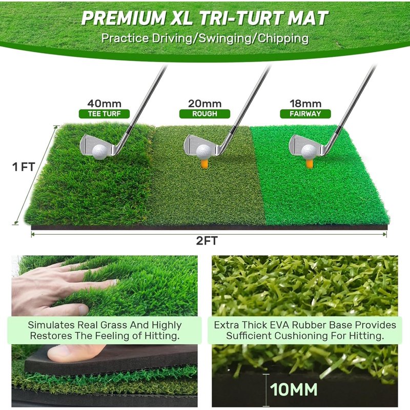 Golf Net with Practice Mat 10x7ft - Hitting Aids for Backyard Golf Training, Indoor/Outdoor