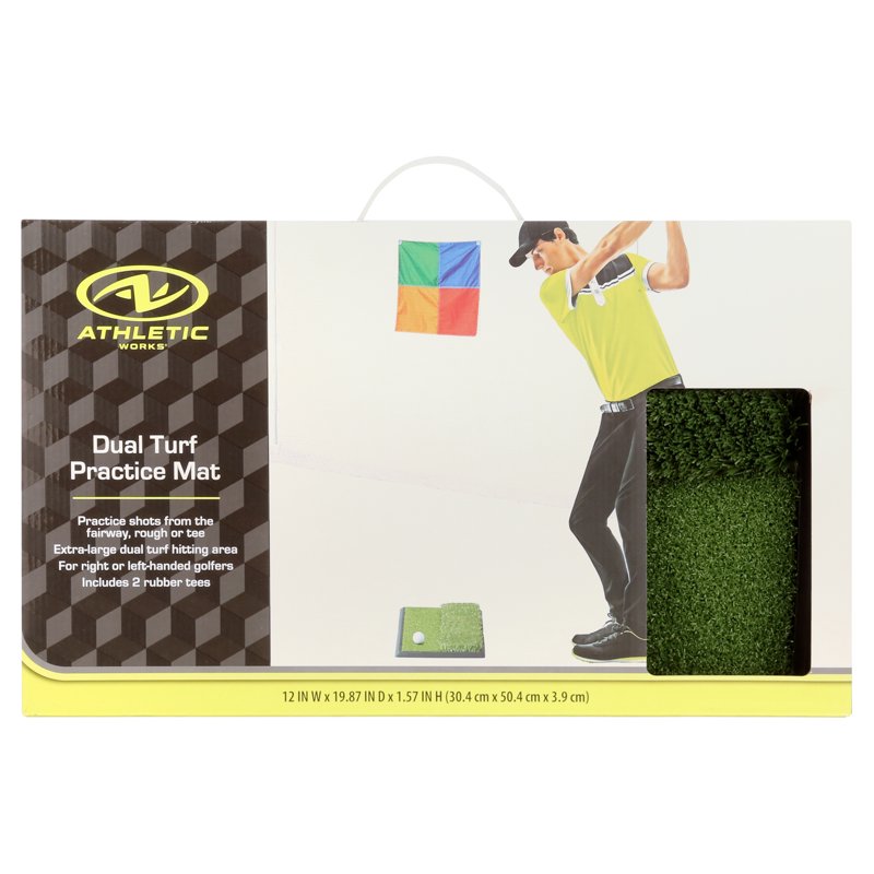 Dual Surface Practice Golf Mat - Indoor & Outdoor Turf Training Aid