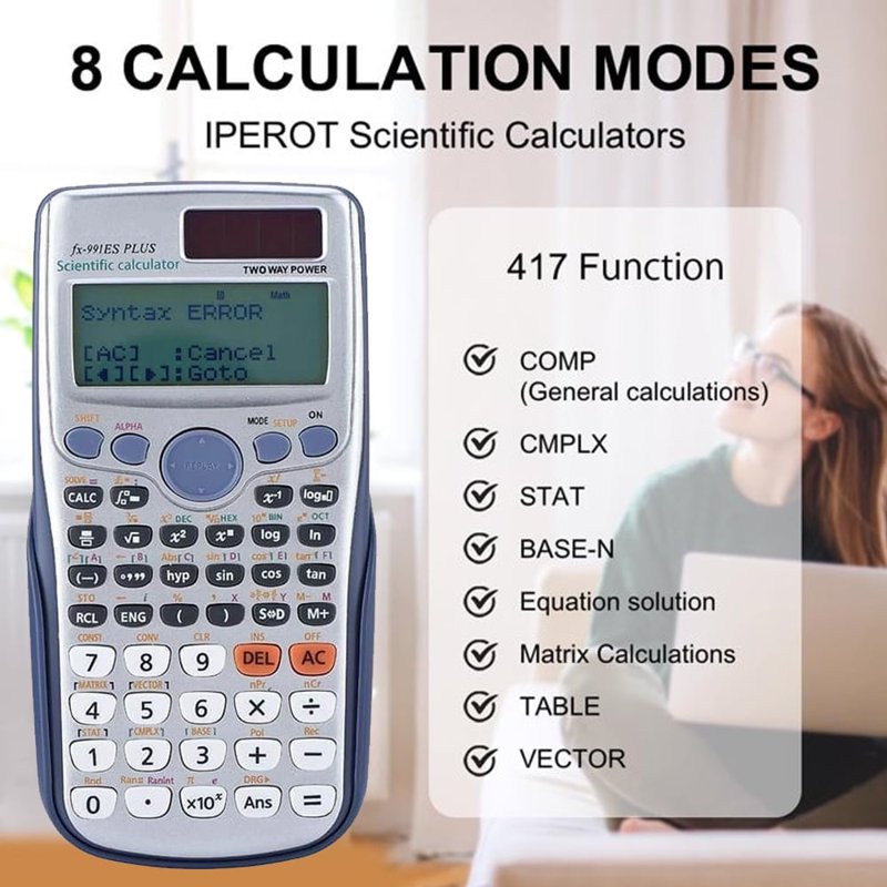 Scientific Graphing Calculator with 417 Functions, Two-Way Power, White