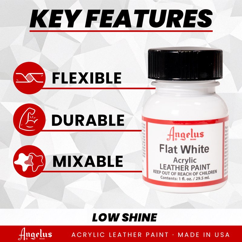 Acrylic Leather Paint Flat White 1 oz. for Shoes & Accessories