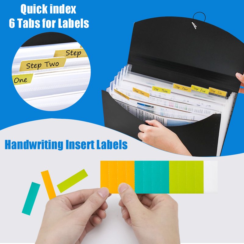 2 Pack Expanding File Folder Organizer with 7 Pockets for A4 & Letter Paper