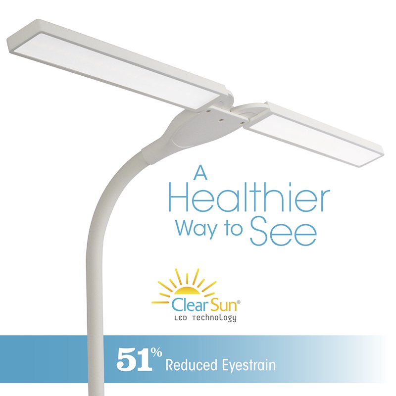LED Desk Lamp with Dual Shades, Touch Control, Gradual Dimming, White Finish