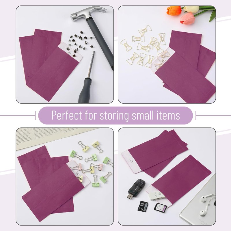 Purple Money Envelopes 100 Pack - Secure Cash & Gift Storage 6.5 x 3.5 Inches