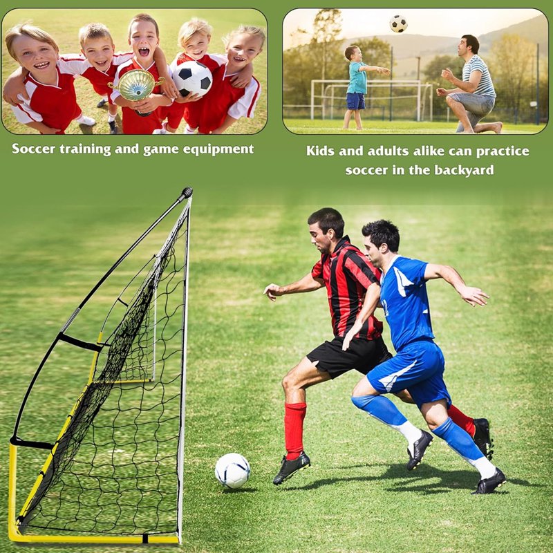 Portable 8x5 ft Soccer Goal with Carry Bag, Ground Stakes & Steel Frame – Foldable Backyard Soccer Goal
