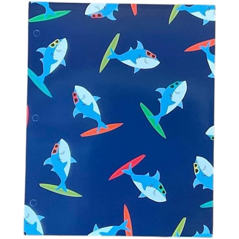 Back to School 4-Pack Pocket Folders with Fun Gaming, Sharks, Dinosaur & Camo Designs