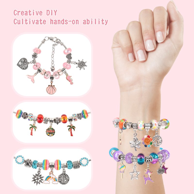 Girls Jewelry Making Kit with Charms & Organizer - 120 Pieces for Bracelets & Necklaces