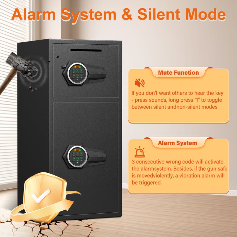 Large Digital Safe 6.5 Cu Ft Fireproof Waterproof Anti-Theft Home Security Safe with Dual Alarm