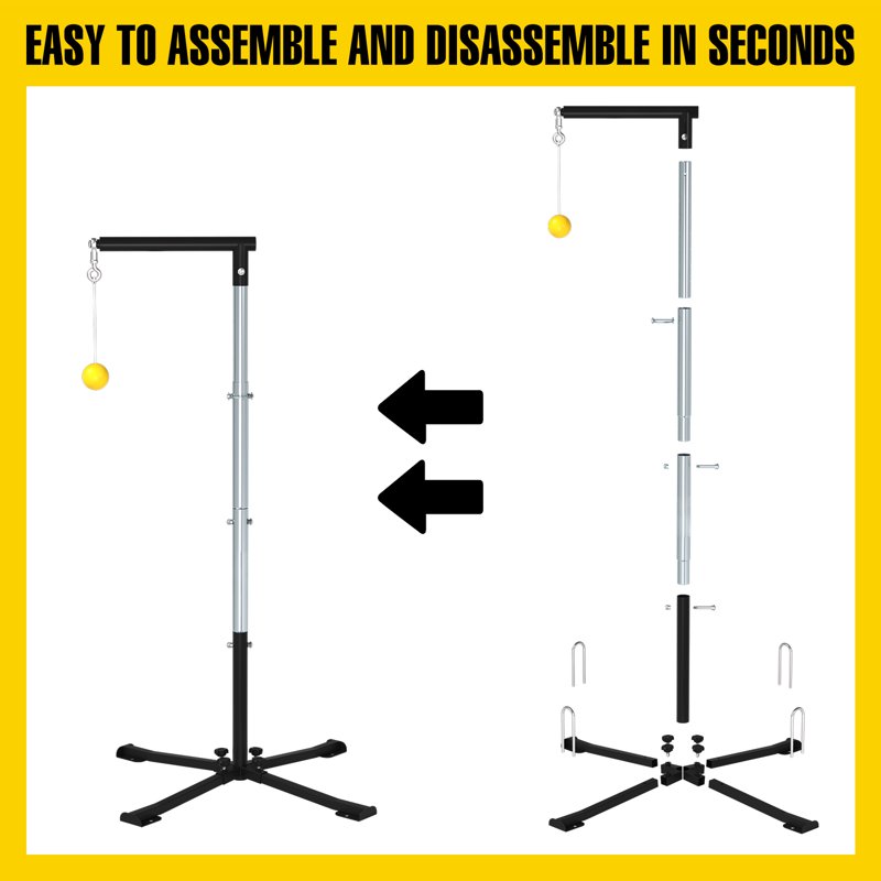 Adjustable Baseball Batting Tee with Auto-Reset Tethered Ball for Softball and Baseball Practice